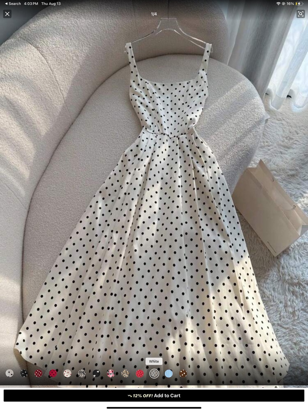 SHEIN White Maxi Dress with Black Polka Dots